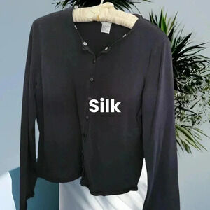 Womans August Silk Knits Black Short Knitted Jacket  Long Sleeves large